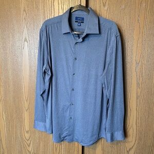 APT 9 MENS SLIM FIT BLUE BUTTON FRONT DRESS SHIRT SIZE L 16-16.5” 34/35